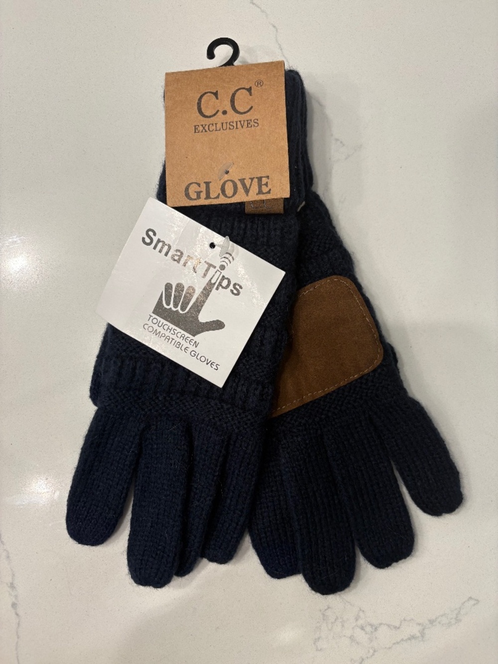 C.C Navy Ribbed Gloves